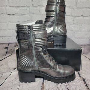 Dkny Basia Buckled Quilted Lug Sole Combat Boots